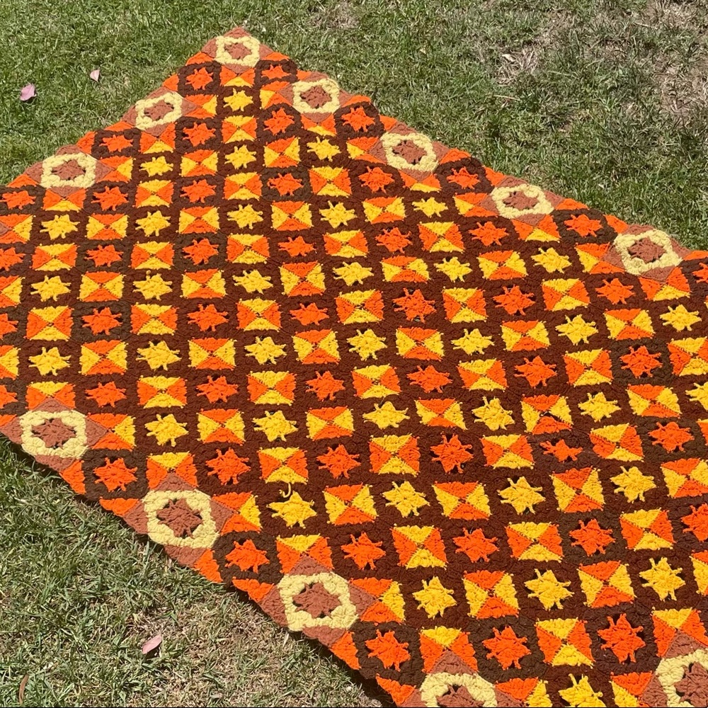 Hand Crocheted Tri-Color Patchwork Afghan~ - Picture 4 of 4